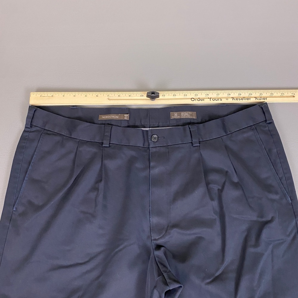 Nordstrom Pants Men's 44x30 Navy Blue Smartcare Pleated Wrinkle Free w/ *Flaws - Picture 8 of 16